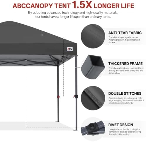 10x10 Pop Up Canopy, Heavy Duty Weather Protection, Dark Gray in Dark Gray, alternate view 6
