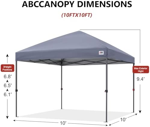 10x10 Pop Up Canopy, Heavy Duty Weather Protection, Light Gray in Light Gray, alternate view 3