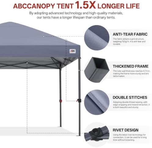 10x10 Pop Up Canopy, Heavy Duty Weather Protection, Light Gray in Light Gray, alternate view 5