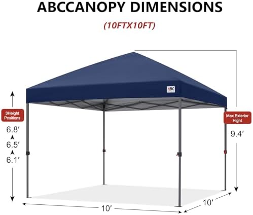 10x10 Pop Up Canopy, Heavy Duty Weather Protection, Navy Blue in Navy Blue, alternate view 3