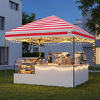 10x10 Pop Up Canopy, Heavy Duty Weather Protection, Red Stripes, alternate view 6