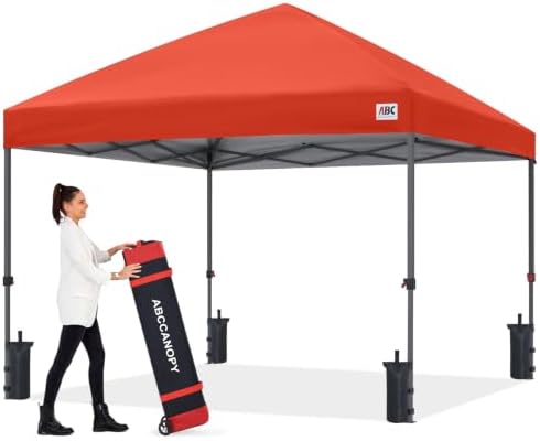10x10 Pop Up Canopy, Heavy Duty Weather Protection, Reddish Orange