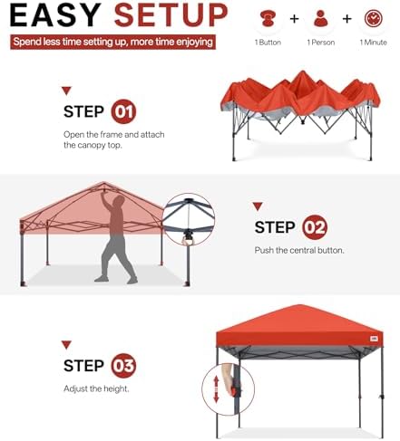 10x10 Pop Up Canopy, Heavy Duty Weather Protection, Reddish Orange, alternate view 6