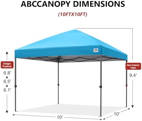 10x10 Pop Up Canopy, Heavy Duty Weather Protection, Sky Blue in Sky Blue, alternate view 3
