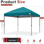 10x10 Pop Up Canopy, Heavy Duty Weather Protection, Turquoise, alternate view 3