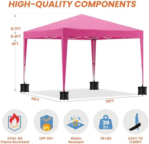 10x10 Pop Up Canopy Outdoor Party Tent with 4 Sidewalls, Outdoor Wedding Party Tent Waterproof UV50 Commercial, alternate