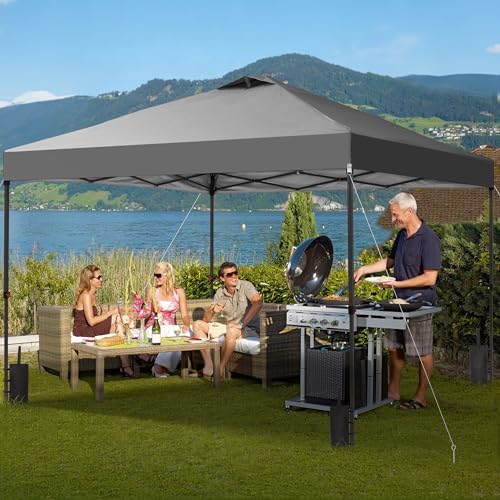 10x10 Pop Up Canopy Patio Carpas, One Push Set up with Central Lock Canopy with Hand Carry Bag, Included 4, alternate view 2