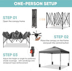 10x10 Pop Up Canopy Patio Carpas, One Push Set up with Central Lock Canopy with Hand Carry Bag, Included 4, alternate view 4