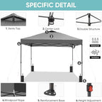 10x10 Pop Up Canopy Patio Carpas, One Push Set up with Central Lock Canopy with Hand Carry Bag, Included 4, alternate view 5