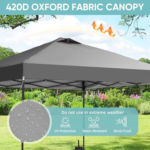 10x10 Pop Up Canopy Patio Carpas, One Push Set up with Central Lock Canopy with Hand Carry Bag, Included 4, alternate view 6
