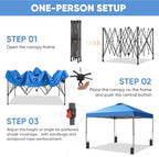 10x10 Pop Up Canopy Patio Carpas, One Push Set up with Central Lock Canopy with Hand Carry Bag, Included 4, alternate view 4