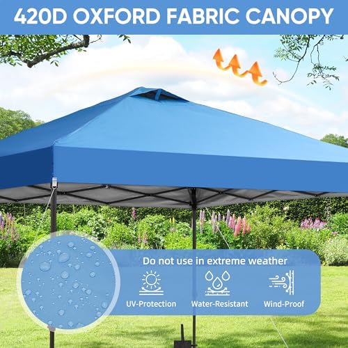 10x10 Pop Up Canopy Patio Carpas, One Push Set up with Central Lock Canopy with Hand Carry Bag, Included 4, alternate view 6