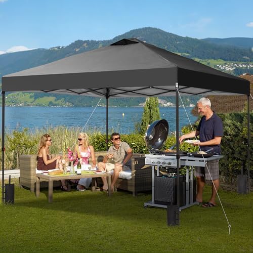 10x10 Pop Up Canopy Patio Carpas, One Push Set up with Central Lock Canopy with Hand Carry Bag, Included 4, alternate view 2