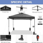 10x10 Pop Up Canopy Patio Carpas, One Push Set up with Central Lock Canopy with Hand Carry Bag, Included 4, alternate view 5