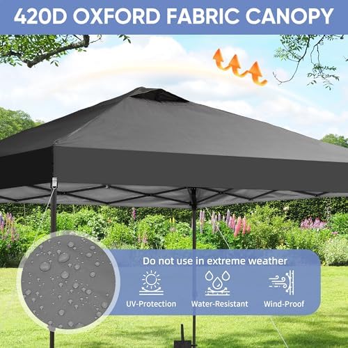 10x10 Pop Up Canopy Patio Carpas, One Push Set up with Central Lock Canopy with Hand Carry Bag, Included 4, alternate view 6
