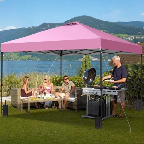 10x10 Pop Up Canopy Patio Carpas, One Push Set up with Central Lock Canopy with Hand Carry Bag, Included 4, alternate view 2