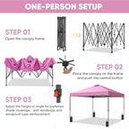 10x10 Pop Up Canopy Patio Carpas, One Push Set up with Central Lock Canopy with Hand Carry Bag, Included 4, alternate view 4