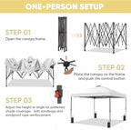 10x10 Pop Up Canopy Patio Carpas, One Push Set up with Central Lock Canopy with Hand Carry Bag, Included 4, alternate view 4