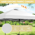 10x10 Pop Up Canopy Patio Carpas, One Push Set up with Central Lock Canopy with Hand Carry Bag, Included 4, alternate view 6