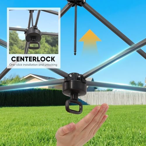 10x10 Pop Up Canopy Patio Carpas, One Push Set up with Central Lock Canopy with Hand Carry Bag, Included 4, alternate view 7
