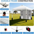 10x10 Pop Up Canopy Tent, 1-Button Push Setup Canopy Tent with 1 Sidewall, Adjustable Height Instant Portable, alternate view