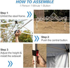 10x10 Pop Up Canopy Tent, 1-Button Push Setup Canopy Tent with 1 Sidewall, Adjustable Height Instant Portable, alternate view