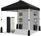 10x10 Pop Up Canopy Tent, 1-Button Push Setup Canopy Tent with 1 Sidewall, Adjustable Height Instant Portable