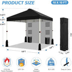 10x10 Pop Up Canopy Tent, 1-Button Push Setup Canopy Tent with 1 Sidewall, Adjustable Height Instant Portable, alternate view