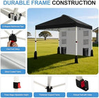 10x10 Pop Up Canopy Tent, 1-Button Push Setup Canopy Tent with 1 Sidewall, Adjustable Height Instant Portable, alternate view