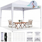 10x10 Pop up Canopy Tent, 10 by 10 Easy Setup Pop up Gazebo with 4 Sidewalls & Center Lock, Small Portable
