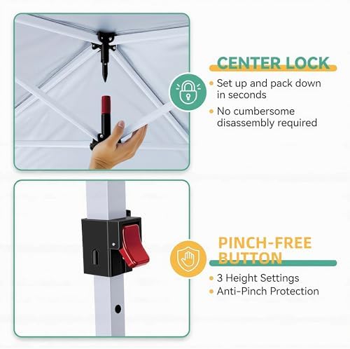 10x10 Pop up Canopy Tent, 10 by 10 Easy Setup Pop up Gazebo with 4 Sidewalls & Center Lock, Small Portable, alternate view 4