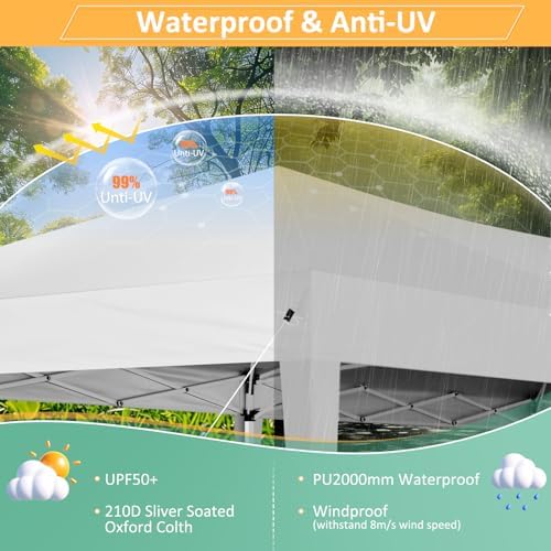 10x10 Pop up Canopy Tent, 10 by 10 Easy Setup Pop up Gazebo with 4 Sidewalls & Center Lock, Small Portable, alternate view 5
