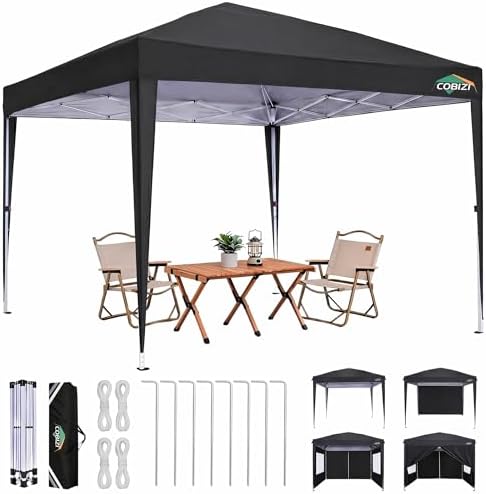 10x10 Pop up Canopy Tent, 10 by 10 Easy Setup Pop up Gazebo with 4 Sidewalls & Center Lock, Small Portable