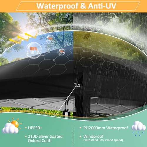 10x10 Pop up Canopy Tent, 10 by 10 Easy Setup Pop up Gazebo with 4 Sidewalls & Center Lock, Small Portable, alternate view 6