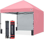 10x10 Pop Up Canopy Tent, 2 Sidewalls, All-Weather Shade, Pink in Pink