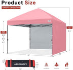 10x10 Pop Up Canopy Tent, 2 Sidewalls, All-Weather Shade, Pink in Pink, alternate view 2