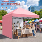 10x10 Pop Up Canopy Tent, 2 Sidewalls, All-Weather Shade, Pink in Pink, alternate view 3