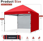 10x10 Pop Up Canopy Tent, 2 Sidewalls, All-Weather Shade, Red in Red, alternate view 3