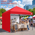 10x10 Pop Up Canopy Tent, 2 Sidewalls, All-Weather Shade, Red in Red, alternate view 4