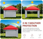 10x10 Pop Up Canopy Tent, 2 Sidewalls, All-Weather Shade, Red in Red, alternate view 5