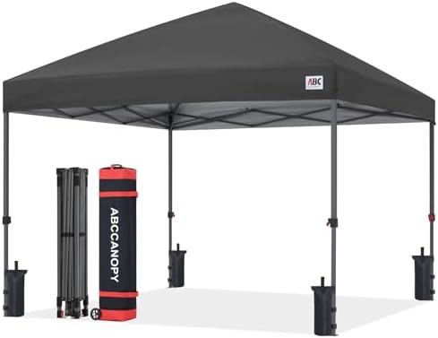 10x10 Pop Up Canopy Tent, Easy Setup Instant Shelter with Wheeled Bag, Heavy Duty Outdoor Canopy for Beach