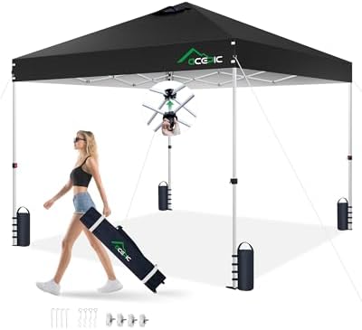10x10 Pop Up Canopy Tent, Easy Setup Portable Shelter, Black, 10*10 in Black
