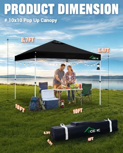 10x10 Pop Up Canopy Tent, Easy Setup Portable Shelter, Black, 10*10 in Black, alternate view 2