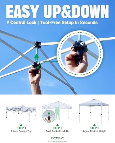 10x10 Pop Up Canopy Tent, Easy Setup Portable Shelter, Black, 10*10 in Black, alternate view 4