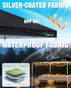 10x10 Pop Up Canopy Tent, Easy Setup Portable Shelter, Black, 10*10 in Black, alternate view 6