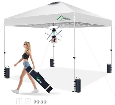 10x10 Pop Up Canopy Tent, Easy Setup Portable Shelter, White, 10*10 in White