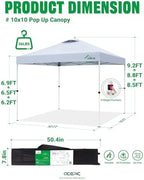 10x10 Pop Up Canopy Tent, Easy Setup Portable Shelter, White, 10*10 in White, alternate view 2