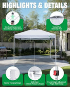 10x10 Pop Up Canopy Tent, Easy Setup Portable Shelter, White, 10*10 in White, alternate view 3