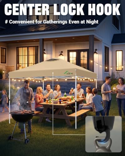 10x10 Pop Up Canopy Tent, Easy Setup Shelter, Khaki in Khaki, alternate view 6