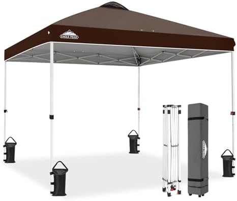 10x10 Pop Up Canopy Tent Easy Up Canopy Outdoor, Brown in Brown